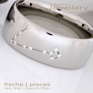 Sternzeichen Ring Fische in Platin mit kleinen Brillanten