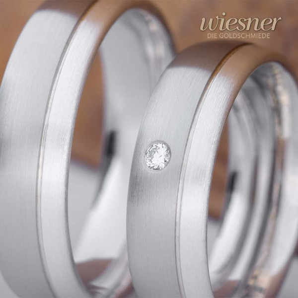 Eheringe aus Edelstahl Silber 2/3 1/3 mit Diamant Big Size