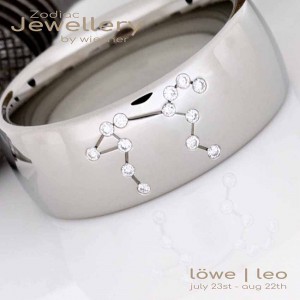 Sternzeichen Ring Löwe in Platin mit kleinen Brillanten