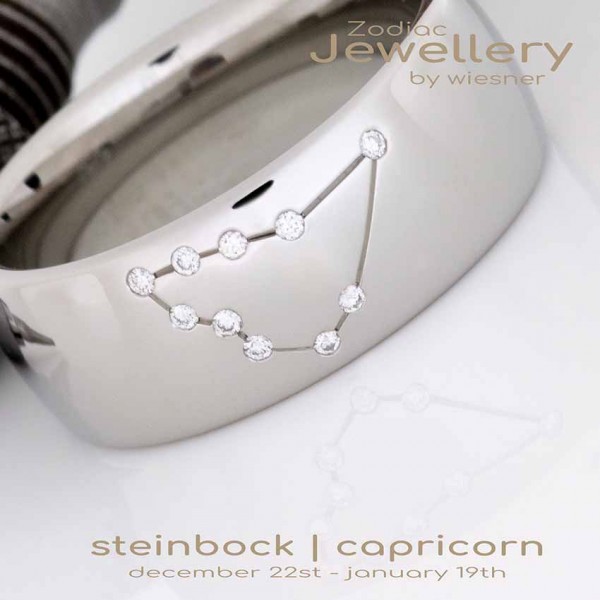 Sternzeichen Ring Steinbock in Silber, Gold oder Platin mit Diamanten