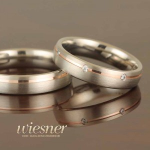 Gerstner Wedding Rings Bicolour with Diamond 28646 7 Brillanten 0,07 ct TWsi