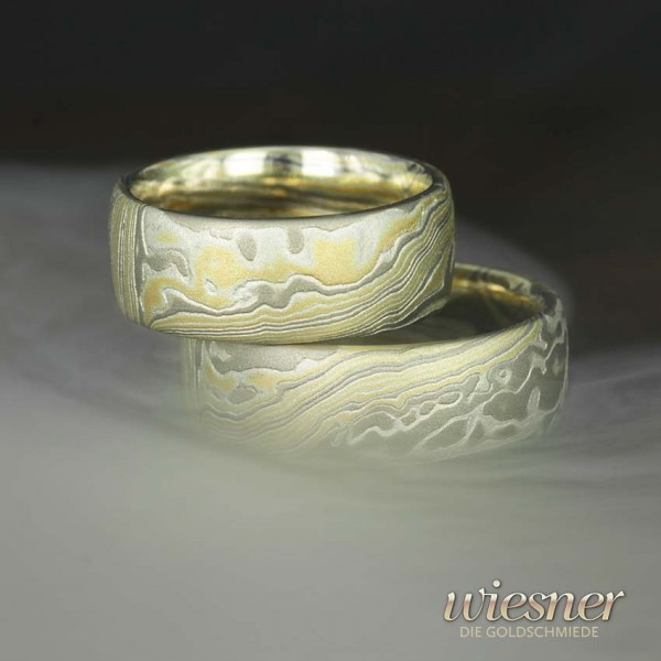 Wedding rings made in Tornillo Mokume Gane