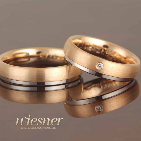 Gerstner wedding rings bicolor with one set diamond