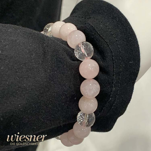 Bracelet rose quartz rock crystal 10-11mm