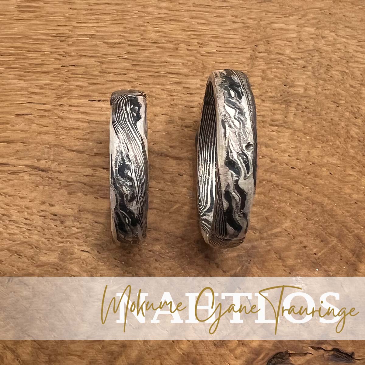 Mokume Gane Eheringe wurden rund gefräst