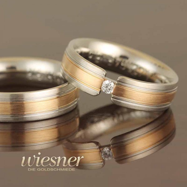 Gerstner Wedding Rings Bicolour with Diamond 28645
