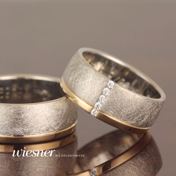 Gerstner wedding rings in bicolor with ice cut