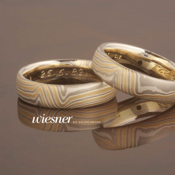 Trauringe Garapa Mokume Gane geschmiedet von Markus Wiesner