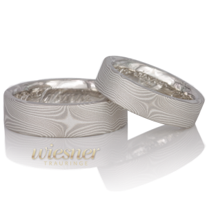 Mokume Gane Trauringe Faro in Palladium und Silber