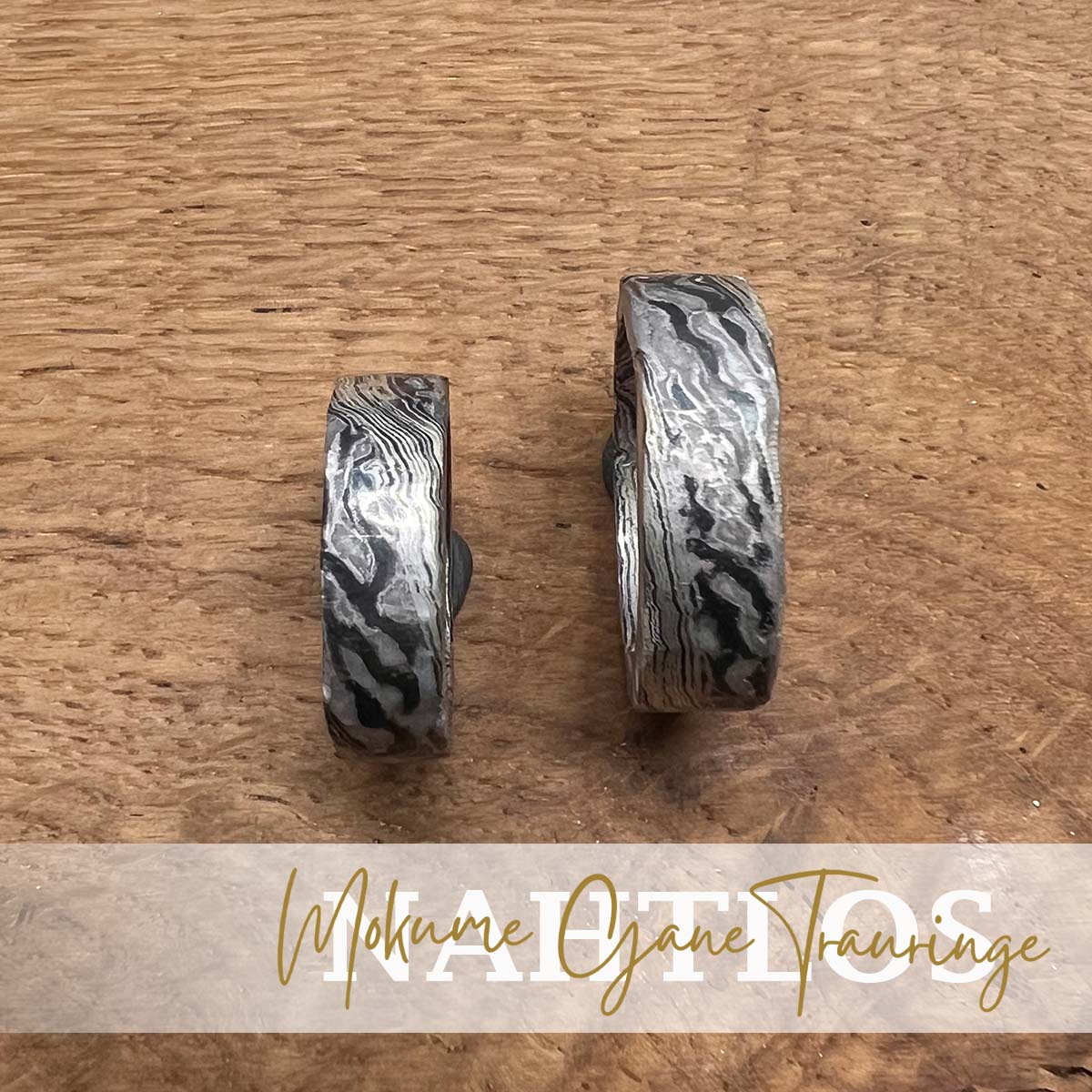 Mokume Gane Eheringe wurden rund gefräst