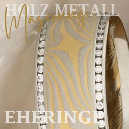 Seraya Holz Struktur aus Edelmetallen Platin und Gelbgold