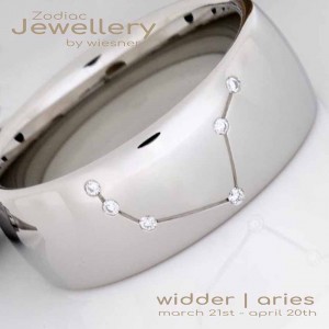 Ring Widder mit Diamanten | Sternzeichen in Platin oder Silber