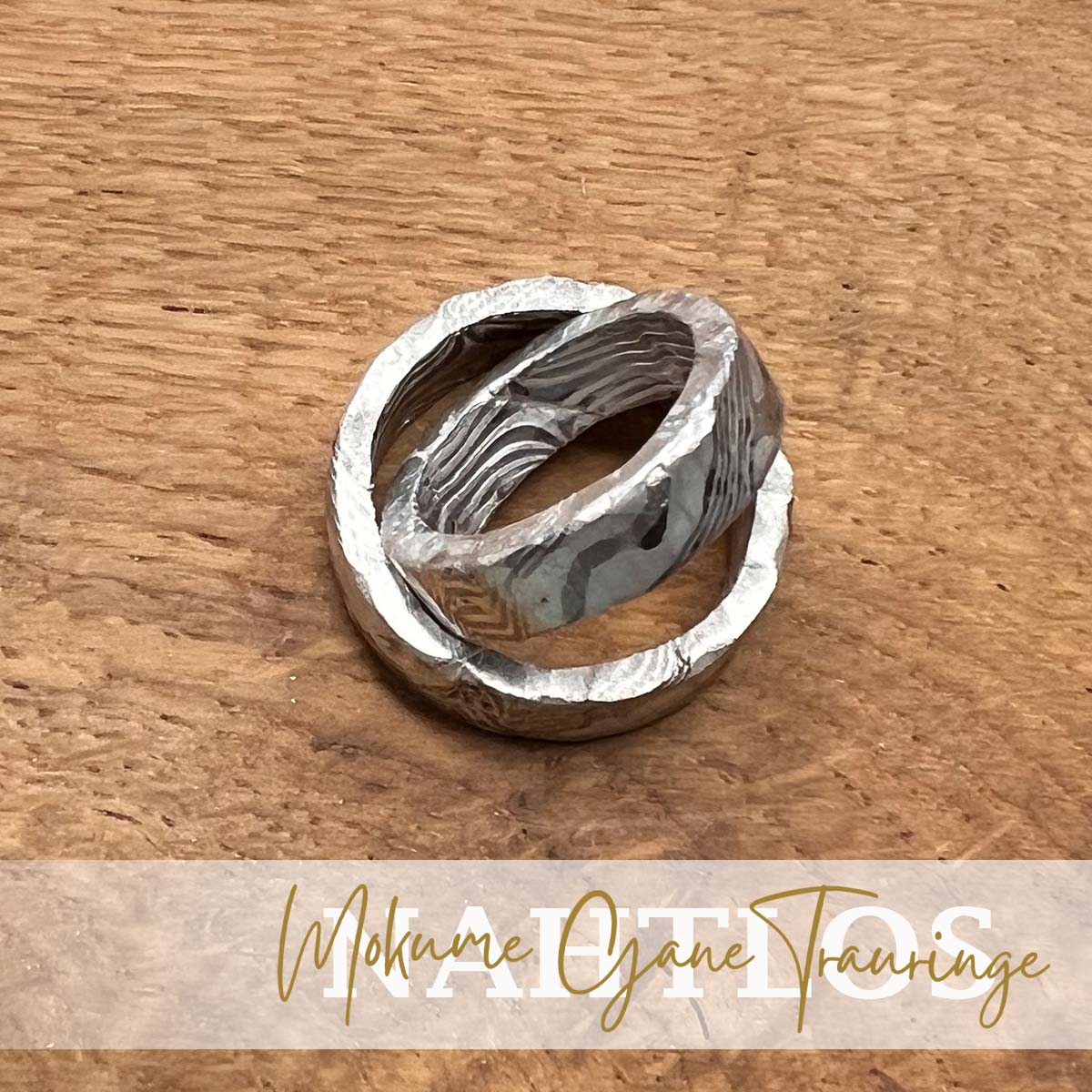 Mokume Gane Eheringe wie Damaststahl