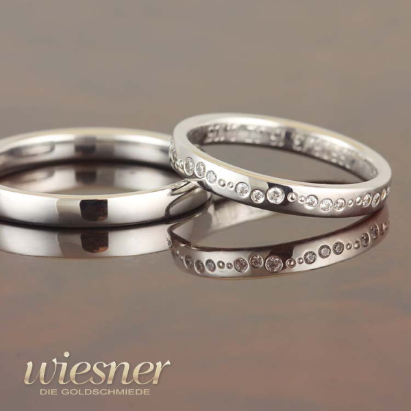 Petite wedding rings white gold with diamonds 28508 by Gerstner