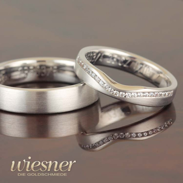 Slim wedding rings in white gold by Gerstner 28503