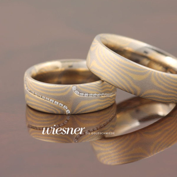 Trauringe Abura in Mokume Gane Technik