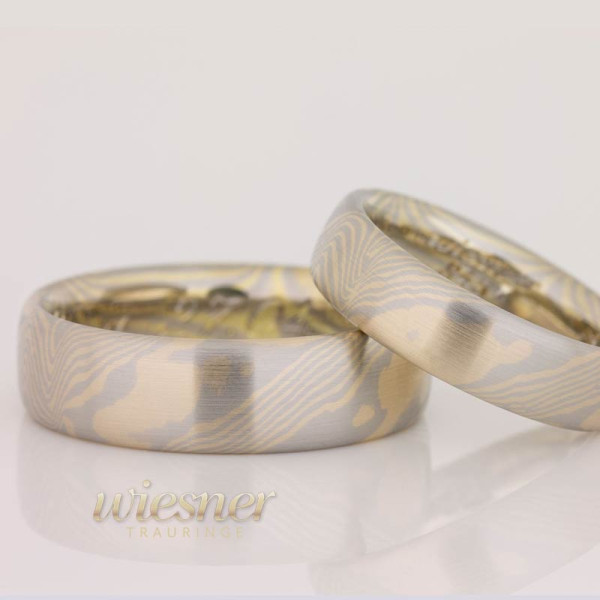 Matoa Mokume Gane Eheringe, geschmiedet von Markus Wiesner