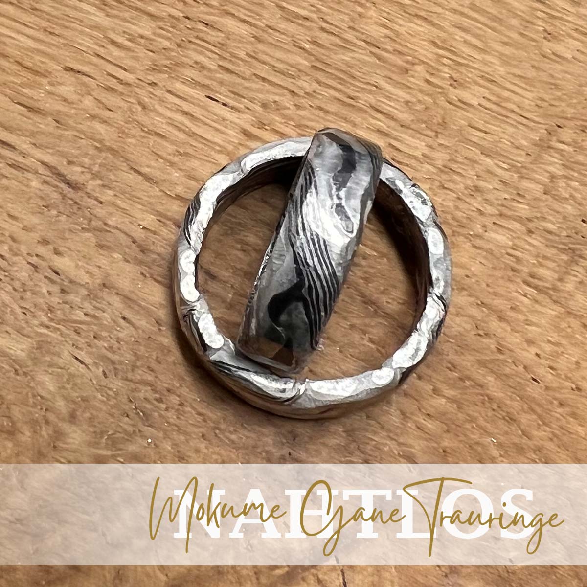 Mokume Gane Eheirnge wie Damaststahl