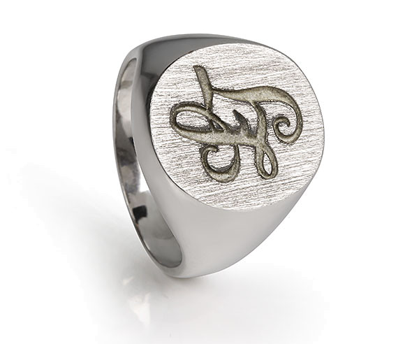 Klassischer Siegelring für Herren mit Monogramm – Silber