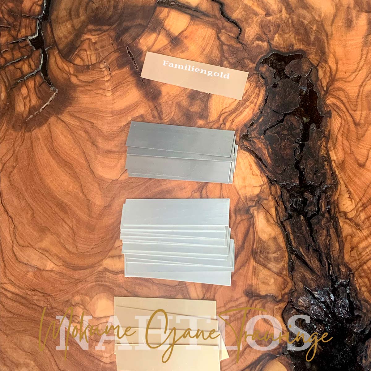 Mokume Gane Eheringe Bleche mit Familiengold