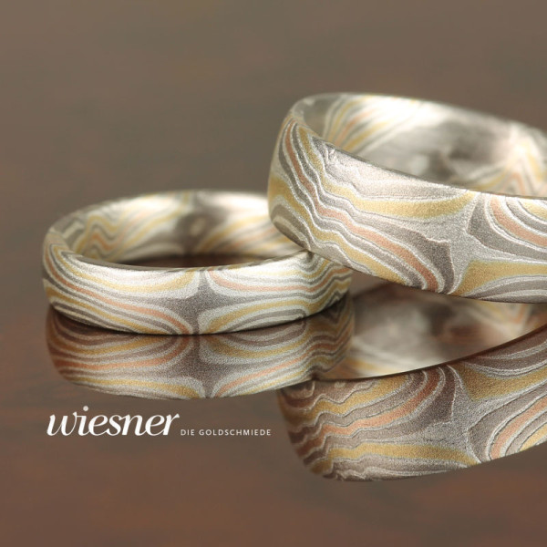 Mokume Gane Trauringe Limba in Variation