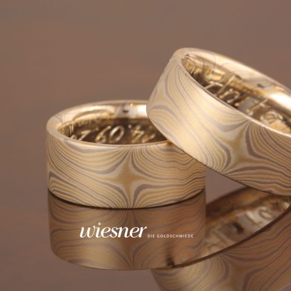 Herrliches Muster Jabin Mokume Gane Eheringe von Markus Wiesner