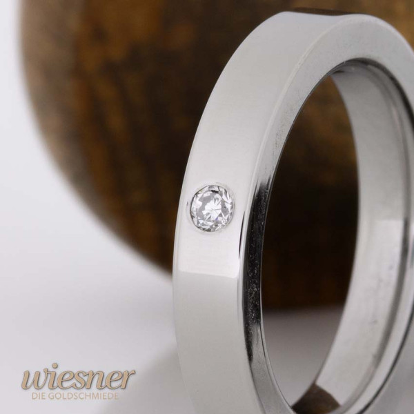 Verlobungsring Silber in Edelstahl mit Diamant