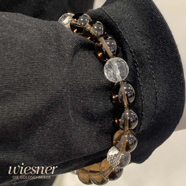 Bracelet smoky quartz rock crystal 10-11mm