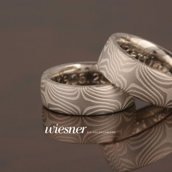 Mokume Gane Bagassa | Trauringe mit 6 Sternchen