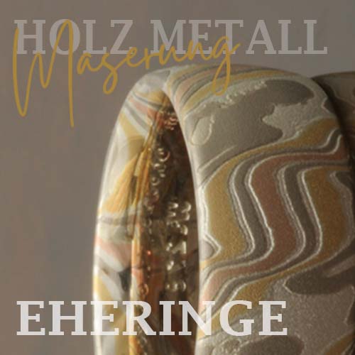 Eheringe Tiami mit Holz Struktur aus Edelmetallen