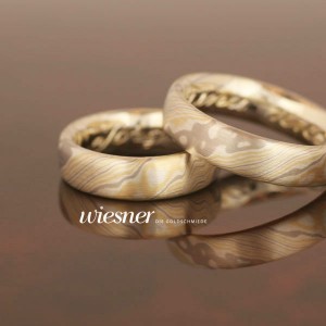 Trauringe Bubinga in Mokume Gane Technik und Mattierung