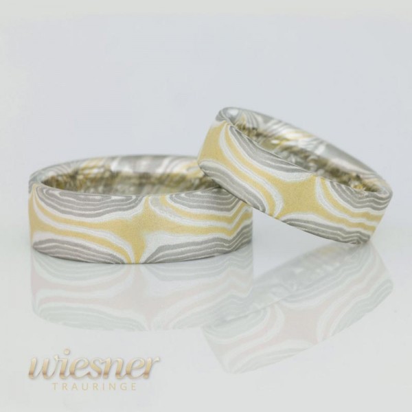 Mokume Gane Eheringe Sapelli von Markus Wiesner