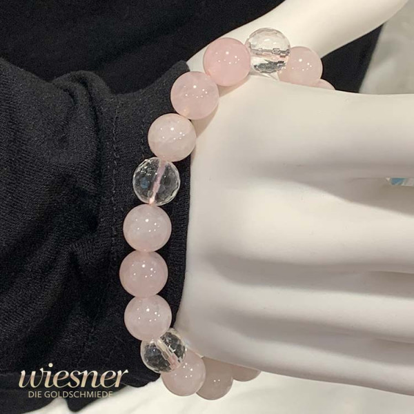 Bracelet rose quartz rock crystal 10-11mm