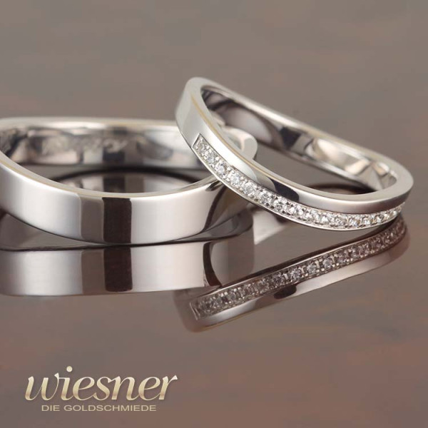 Curved white gold wedding rings with diamonds 28505 Gerstner