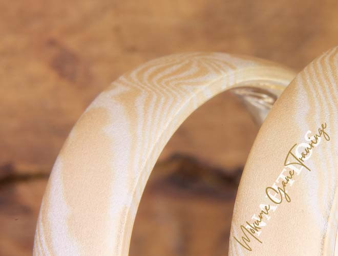 Mokume Gane Ringe in Gelbgold und Silber