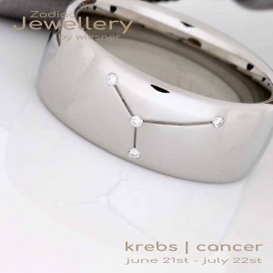 Sternzeichen Ring Krebs in Platin mit kleinen Brillanten