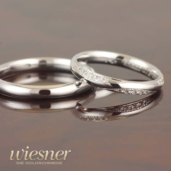 Slim Gerstner wedding rings in polished white gold diamonds 28512
