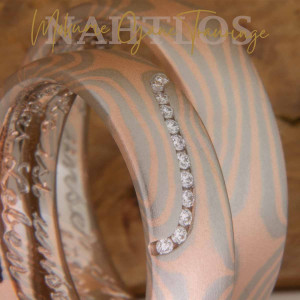 Mokume Gane Trauringe Aiele mit Diamanten