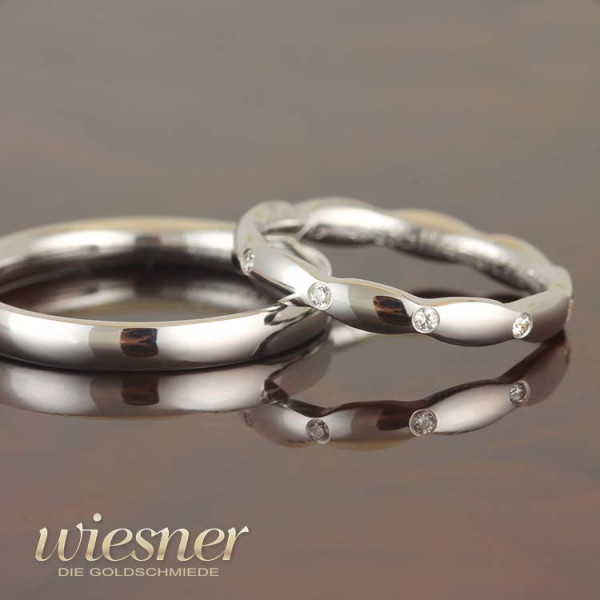 Thin white gold wedding rings with diamonds Gerstner 28511