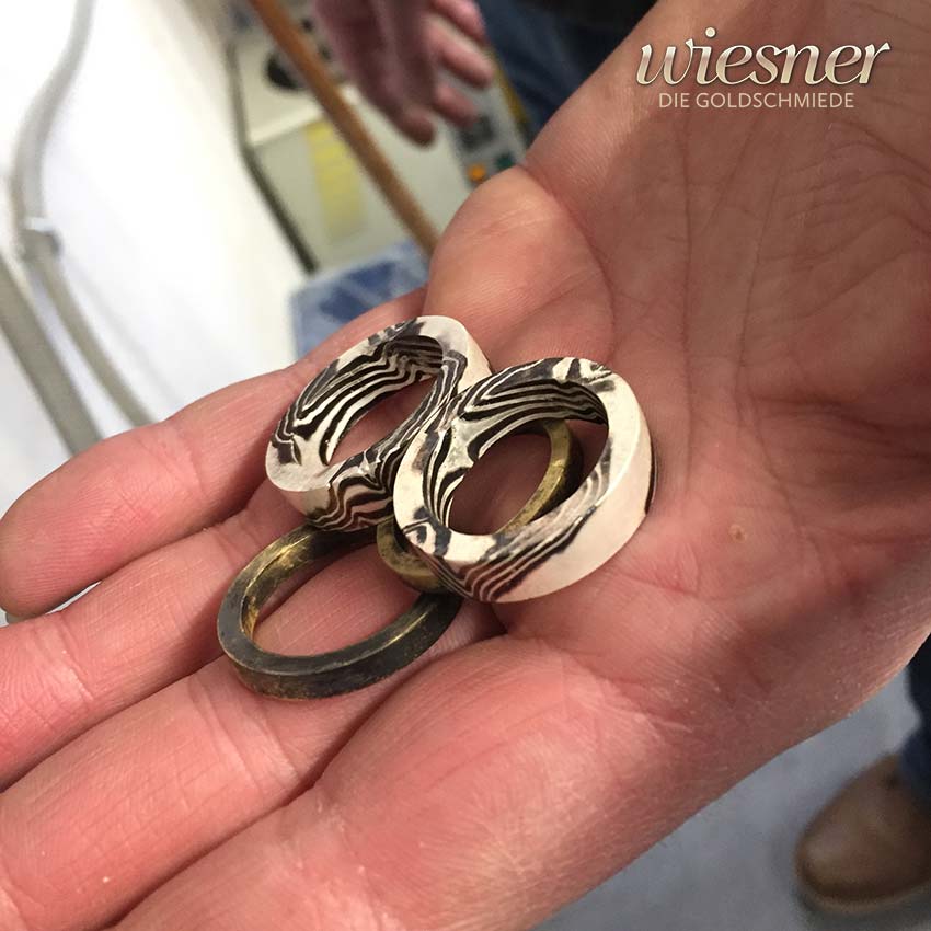 Movingu Mokume Gane Ringrohlinge mit sichtbarer Schichtstruktur